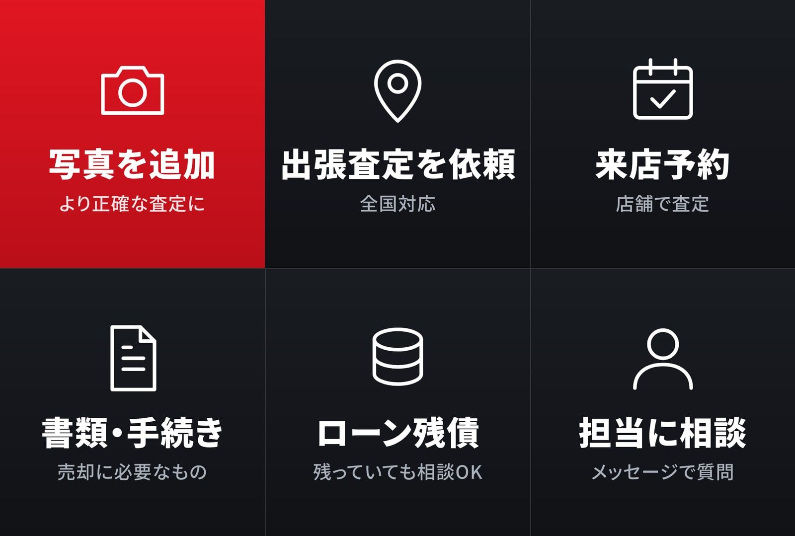 査定中メニューの画像